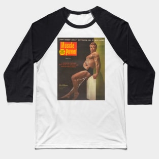 MUSCLE POWER - Vintage Physique Muscle Male Model Magazine Cover Baseball T-Shirt